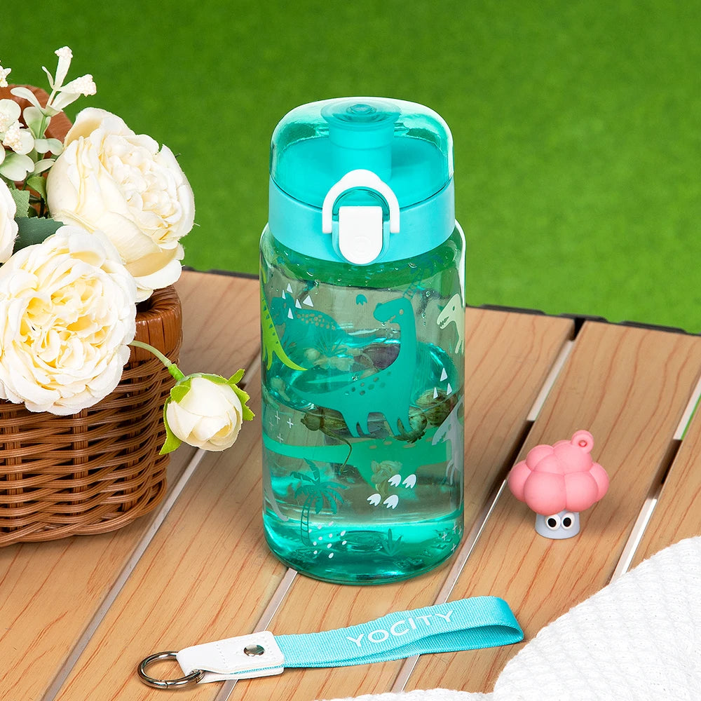 18.6oz Cute Cartoon Leakproof Water Bottle Transparent Sports Water Cup With Rope For Outdoor Travel Durable Kid Drinking Bottle