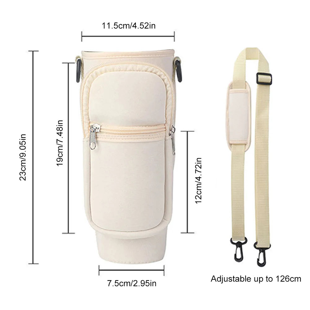 Portable Water Bottle Carrier Bag with Phone Pocket for Stanley 40oz Tumbler with Handle Neoprene Water Bottle Holder Pouch