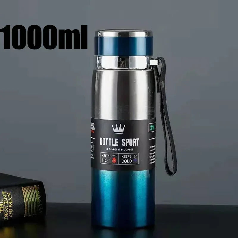 New 1000ml Thermal Water Bottle Thermos Vacuum Flask Double Stainless Steel Coffee Tea Insulated Cup Leakage-proof for Office