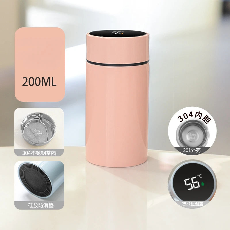 Smart Mini Pocket Thermos Cup 200ml Temperature Display Water Bottle Stainless Steel Vacuum Flasks Thermoses with Filter