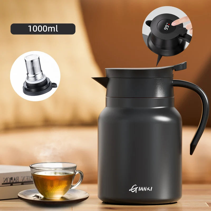 GIANXI 1000ML Keramik-Teekanne mit Innenfutter für Tee, Haushaltsfilterkaffeekanne mit Griff, Kaltwasserkessel, Kaffee- und Teegeschirr