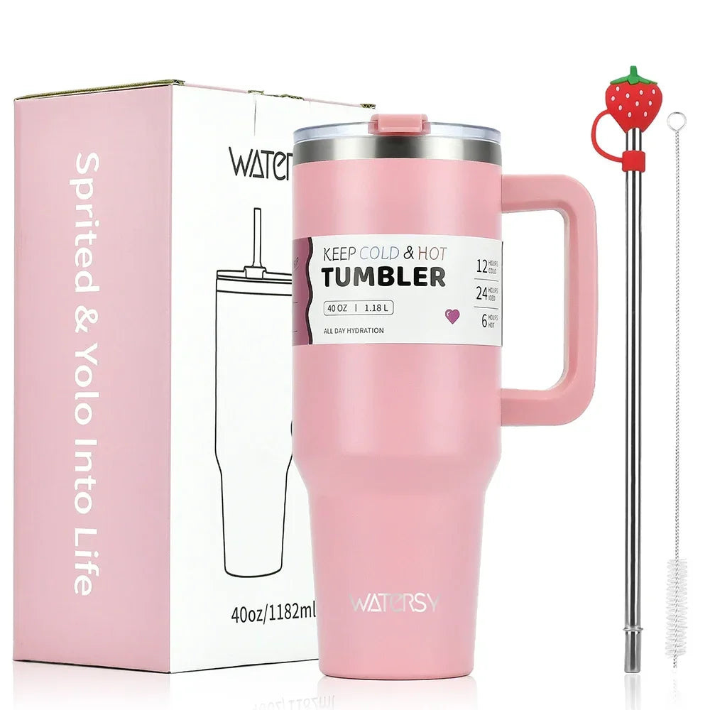 40oz Edelstahl-Thermobecher, großes Fassungsvermögen, Becher mit Griff, isolierte Kaffeetasse für Büro und Zuhause, isolierte Geschenktasse