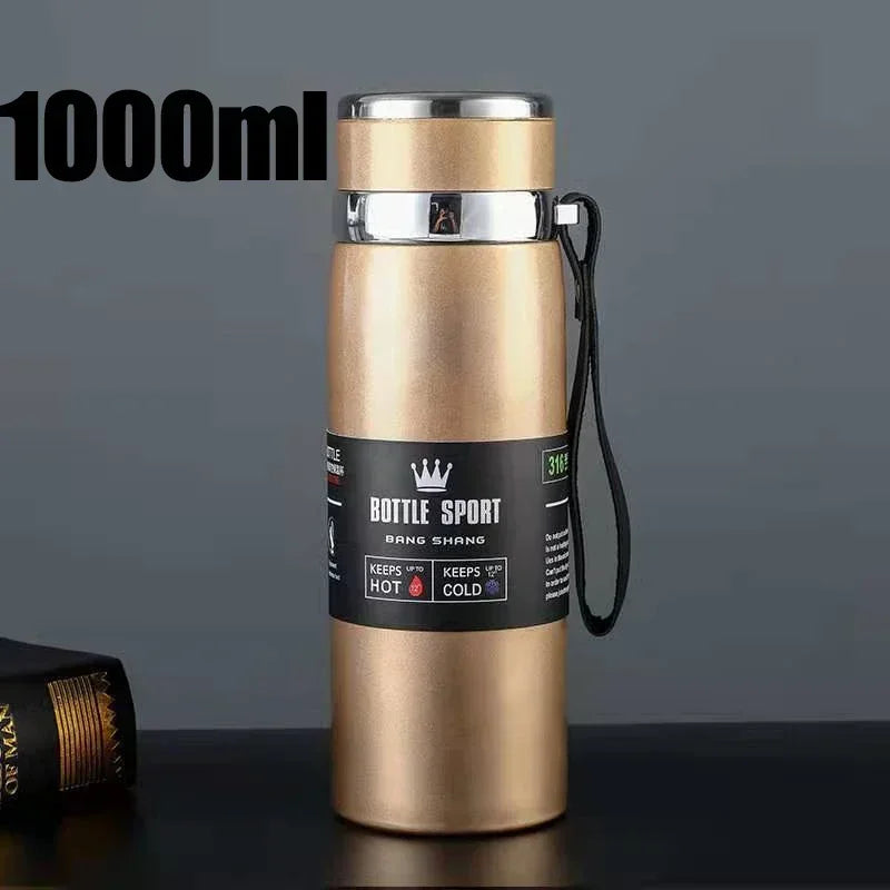 New 1000ml Thermal Water Bottle Thermos Vacuum Flask Double Stainless Steel Coffee Tea Insulated Cup Leakage-proof for Office