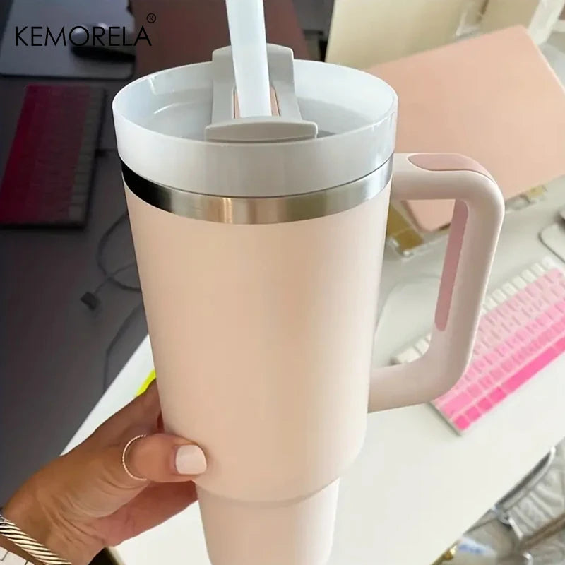 KEMORELA 30&40 oz Tumbler With Handle Lid Straw 887/1182ML Stainless Steel Water Bottle Vacuum Thermos Cup Travel Car Coffee Mug - Gabriel