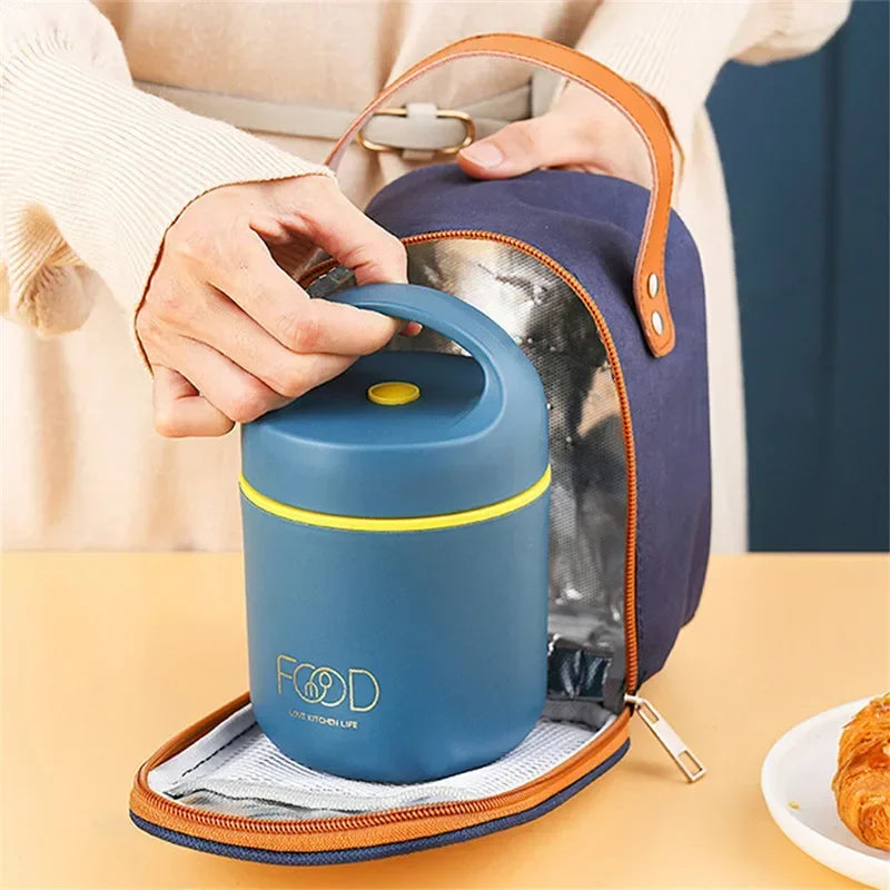 Portable Thermal Insulation Lunch Box Bento Box Adult Lunch Box Set Stainless Steel Vacuum Thermal Lunch Box For Children