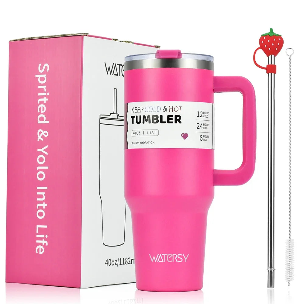 40oz Edelstahl-Thermobecher, großes Fassungsvermögen, Becher mit Griff, isolierte Kaffeetasse für Büro und Zuhause, isolierte Geschenktasse