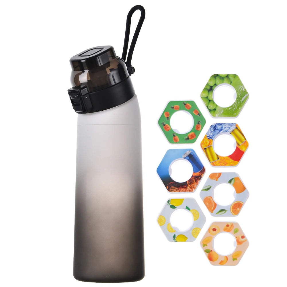 650 ml/22 oz Sportwasserflasche mit 7 Aromakapseln, duftender, auslaufsicherer Wasserbecher mit Fruchtgeschmack und Strohhalm für Outdoor-Aktivitäten im Fitnessstudio