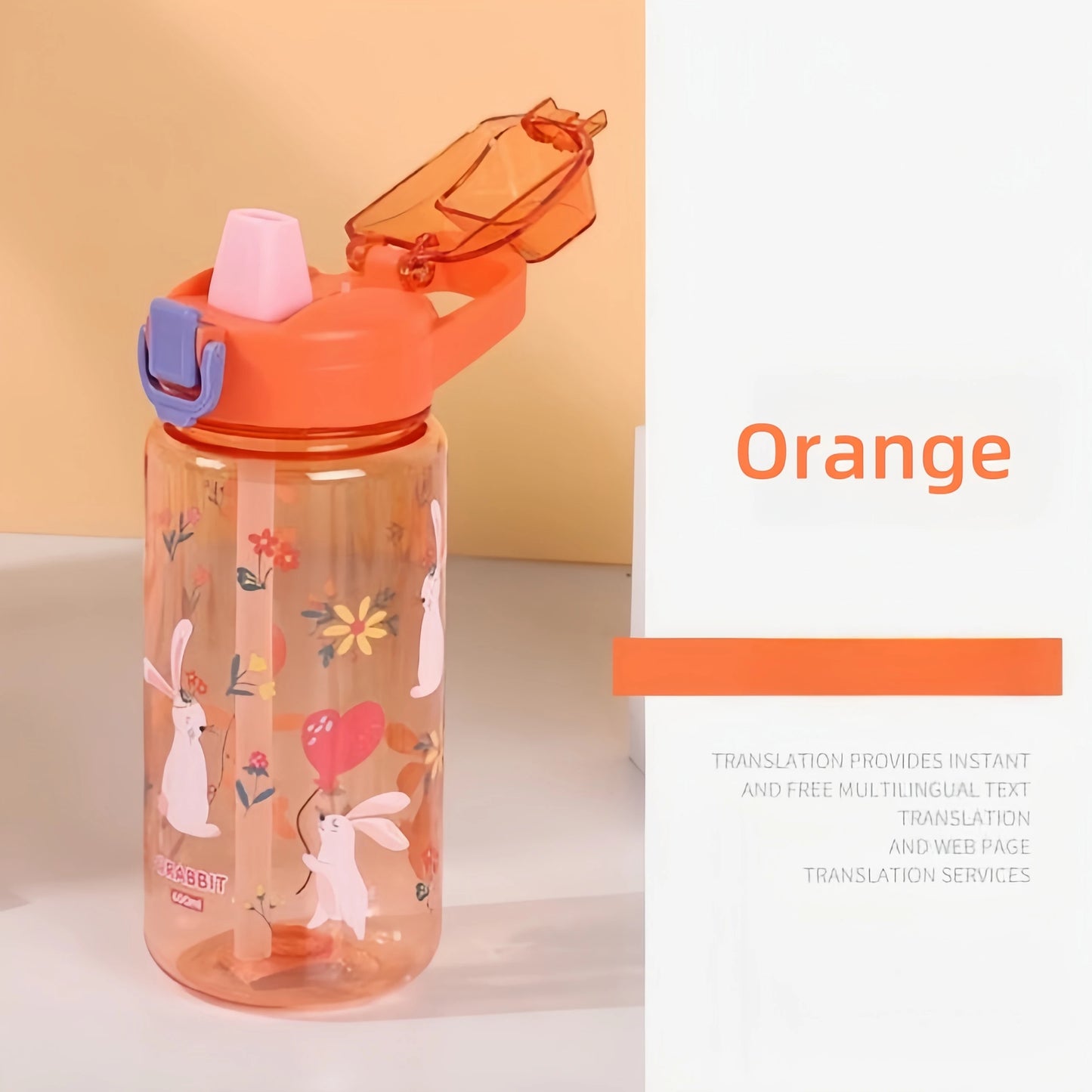 600 ml Kinder-Cartoon-Tier-Wasserflasche, tragbar, Sicherheitsverschluss, niedlicher Strohbecher, auslaufsicherer Trinkkrug für Outdoor-Camping-Reisen