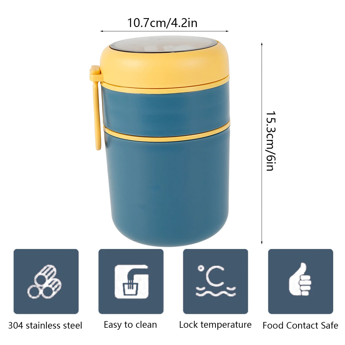 Vacuum Insulated Food Container Stainless Steel Thermal Wide Mouth Food Jar Portable Lunch Thermoses Foldable Spoon Lunchbox