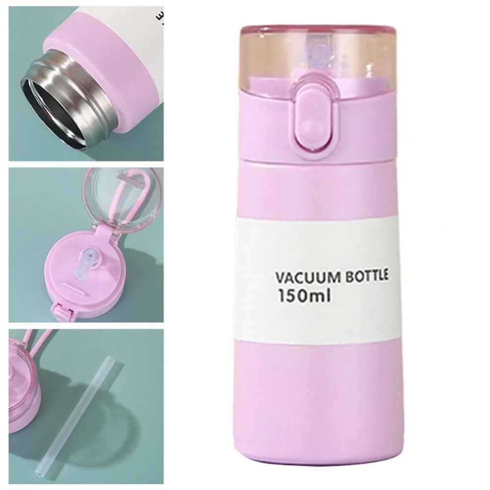 150/250ml Mini Thermos Cup Durable One-button Opening Thermal Mug High Quality Stainless Steel Water Cup With Straw