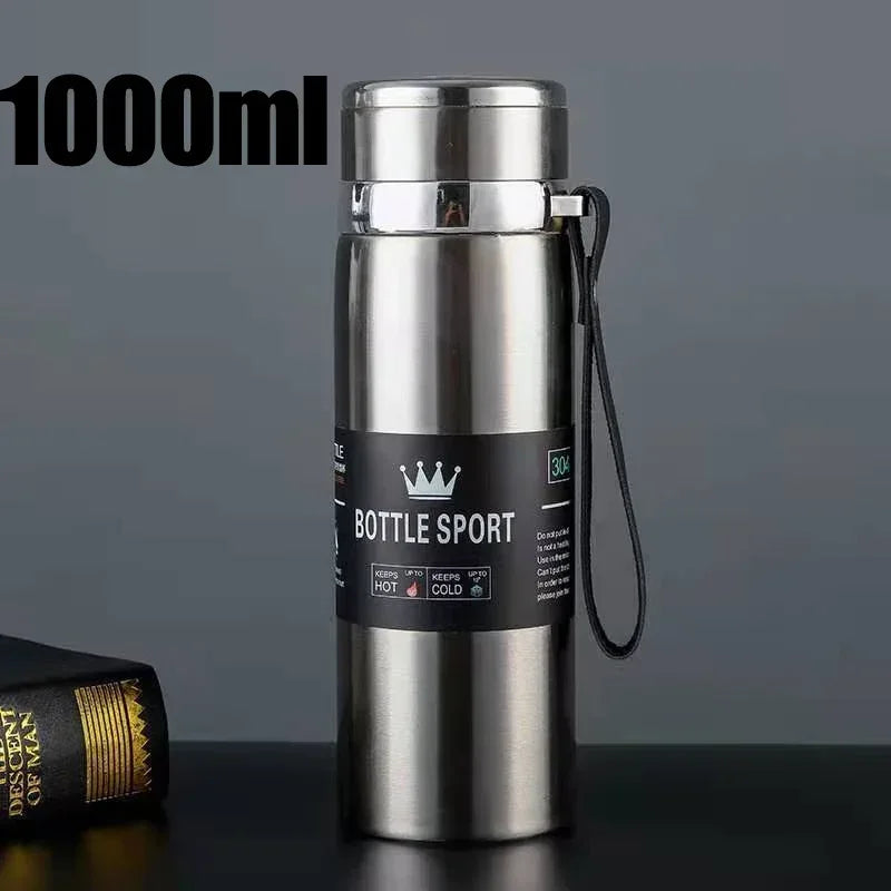 New 1000ml Thermal Water Bottle Thermos Vacuum Flask Double Stainless Steel Coffee Tea Insulated Cup Leakage-proof for Office