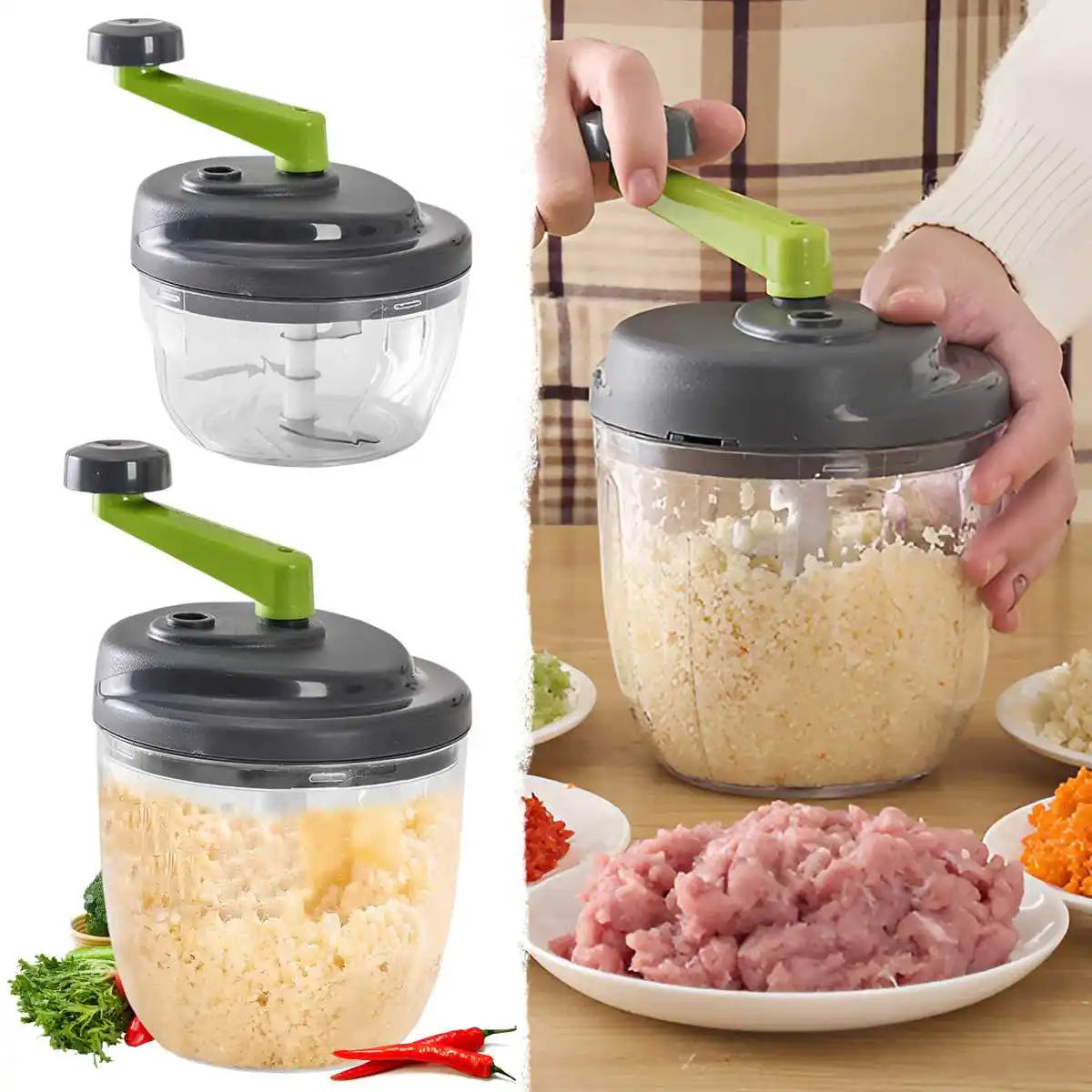 1pc 520/900ML Manual Meat Mincer Garlic Chopper Rotate Garlic Press Crusher Vegetable Onion Cutter Kitchen Cooking Accessories