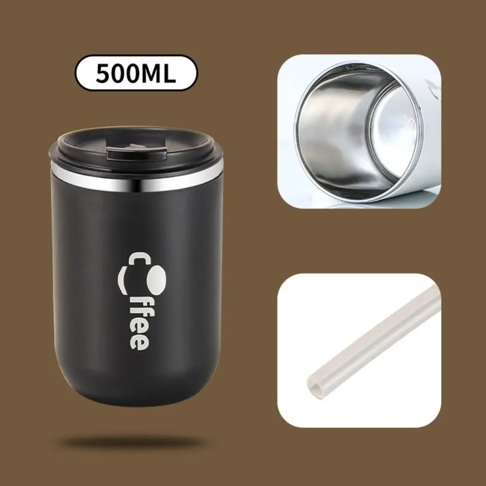 16.9oz Stainless Steel Thermos Cups Coffee Thermal Mug Leak-Proof Travel Car Vacuum Flask Insulated Cup Milk Tea Water Bottle