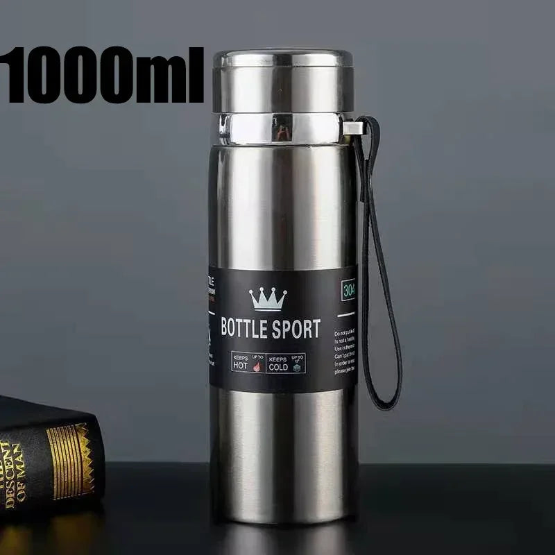 New 1000ml Thermal Water Bottle Thermos Vacuum Flask Double Stainless Steel Coffee Tea Insulated Cup Leakage-proof for Office