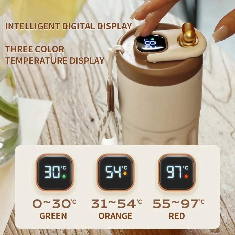 Intelligent Thermos Bottle LED Temperature Display Coffee Cup Thermos Convenient High-value Couple Cup 420ml