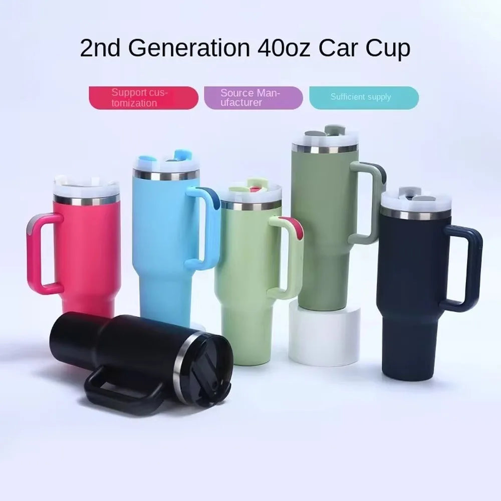 1200ml High Quality Insulated Tumbler with Handle Straw Double Wall Thermal Iced Travel Cup Coffee Cup Perfect Gift - Gabriel