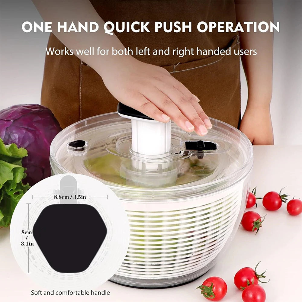 LMETJMA 6.3 QT Salad Spinner Large Lettuce Dryer Spinner One-handed Easy Press Large Vegetable Dryer Salad Mixer Washer JT251