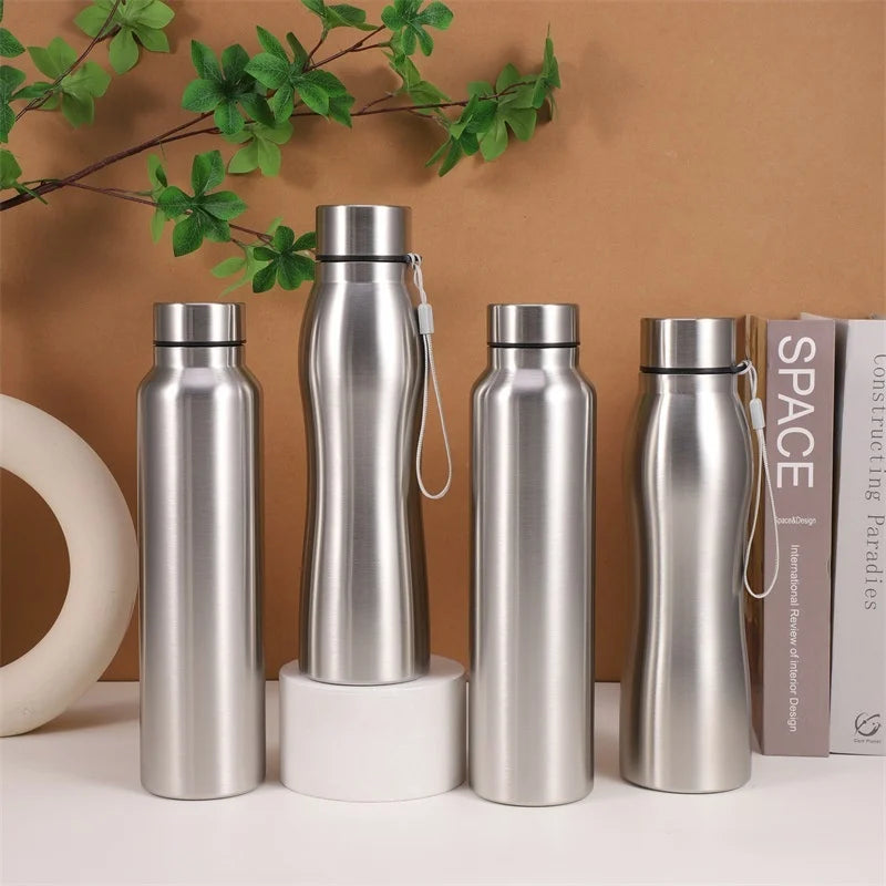 1000Ml Stainless Steel Sport Bottle Single-Layer Red Water Cup Metal Flask Drinkware Camping Sports Gym