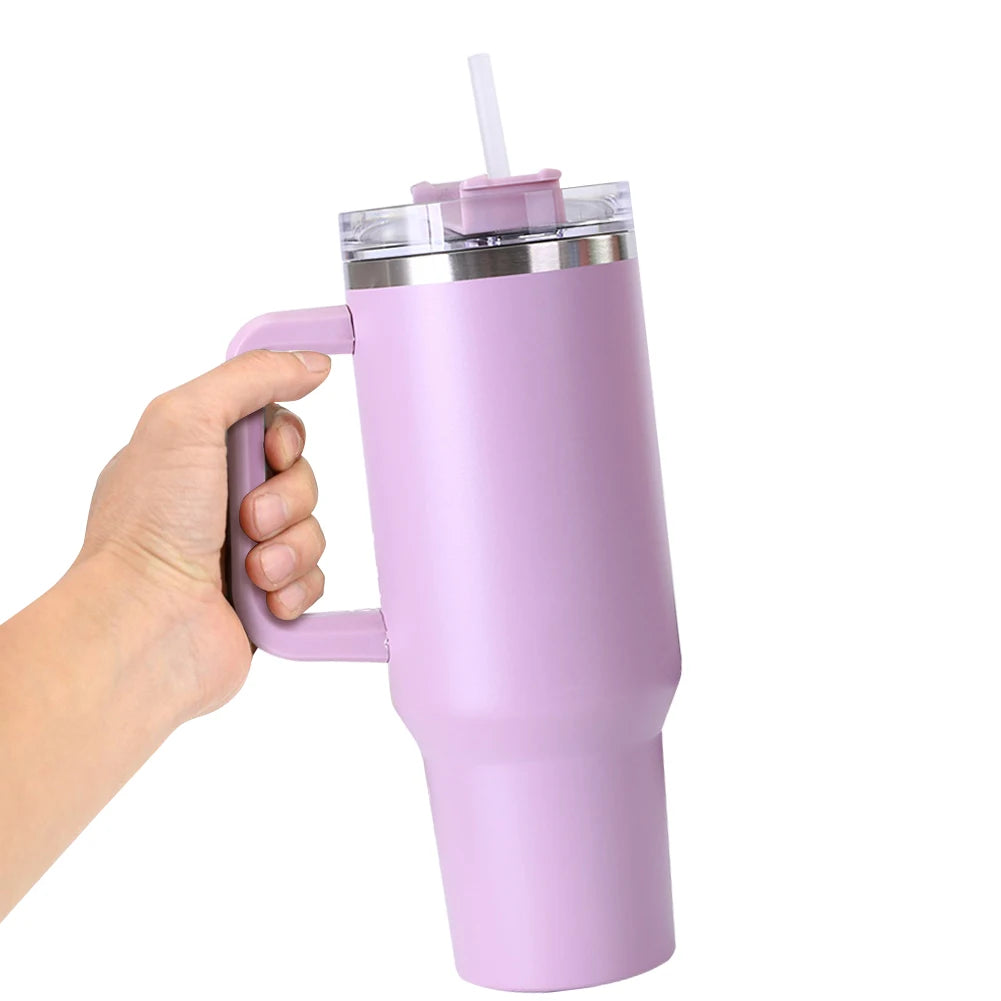 40oz Straw Insulated Tumbler with Handle Sports Water Bottle Stainless Steel Vacuum Thermal Insulated Mug for Women Men - Gabriel