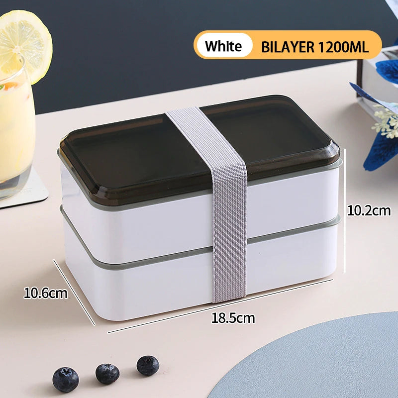 Wooden Grain Lunch Box Large Capacity Double Layer Sealed Leak Proof Microwave Oven Bento Box Food Storage Portable Tableware