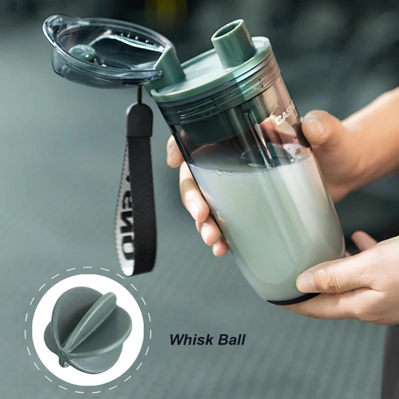 400 ml Sport-Shaker-Flasche, Kunststoff-Wasserflasche mit Schneebesen-Balldeckel, Teefilter, Protein-Shaking-Becher, BPA-frei, auslaufsicher, langlebig