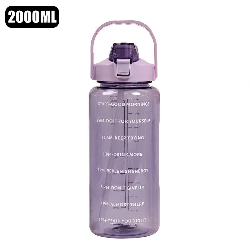 2L Large Water Bottle Portable Plastic Straw Travel Bottle Sports Fitness Cup High Value Big Cup Adult Universal Water Bottle