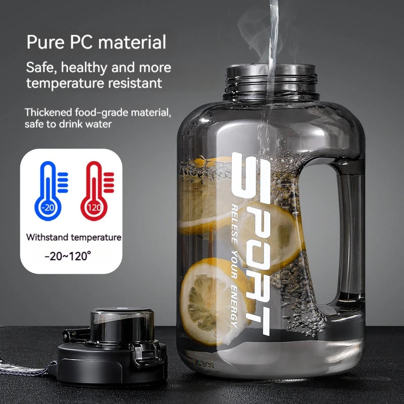 Large Capacity 2 Liter Water Bottle with Straw Lid Sports Gym Water Kettle for Camping Travel BPA Free Drinking Bottles