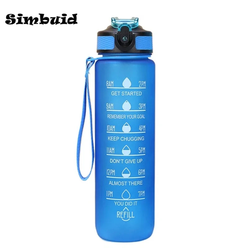 1 Liter Large Capacity Sports Water Bottle Leak Proof Colorful Plastic Cup Drinking Outdoor Travel Portable Gym Fitness Jugs