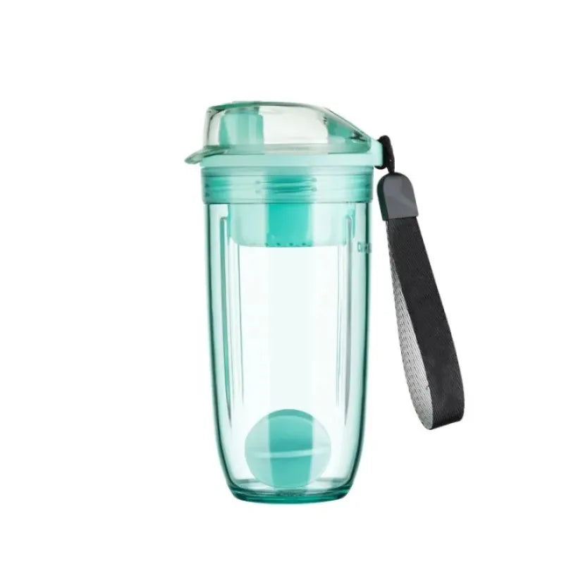 400 ml Sport-Shaker-Flasche, Kunststoff-Wasserflasche mit Schneebesen-Balldeckel, Teefilter, Protein-Shaking-Becher, BPA-frei, auslaufsicher, langlebig