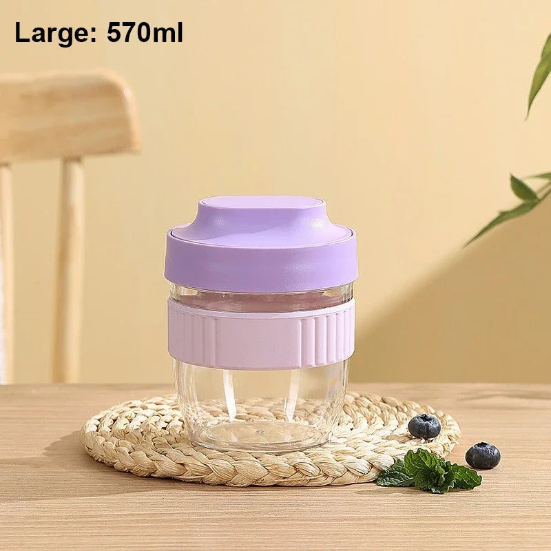 480/570ml Breakfast Cup Portable Oatmeal Cereal Nut Yogurt Salad Cup With Spoon Picnic Lunch Box Students Food Storage Container - Gabriel