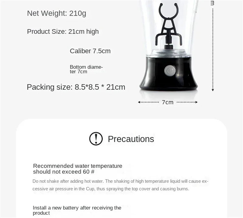 1pc Portable Electric Coffee Stirring Cup,Milk Protein Powder Shaker Cup,Plastic Water Bottle For Fitness, Gym, Sports,Lazy Cup