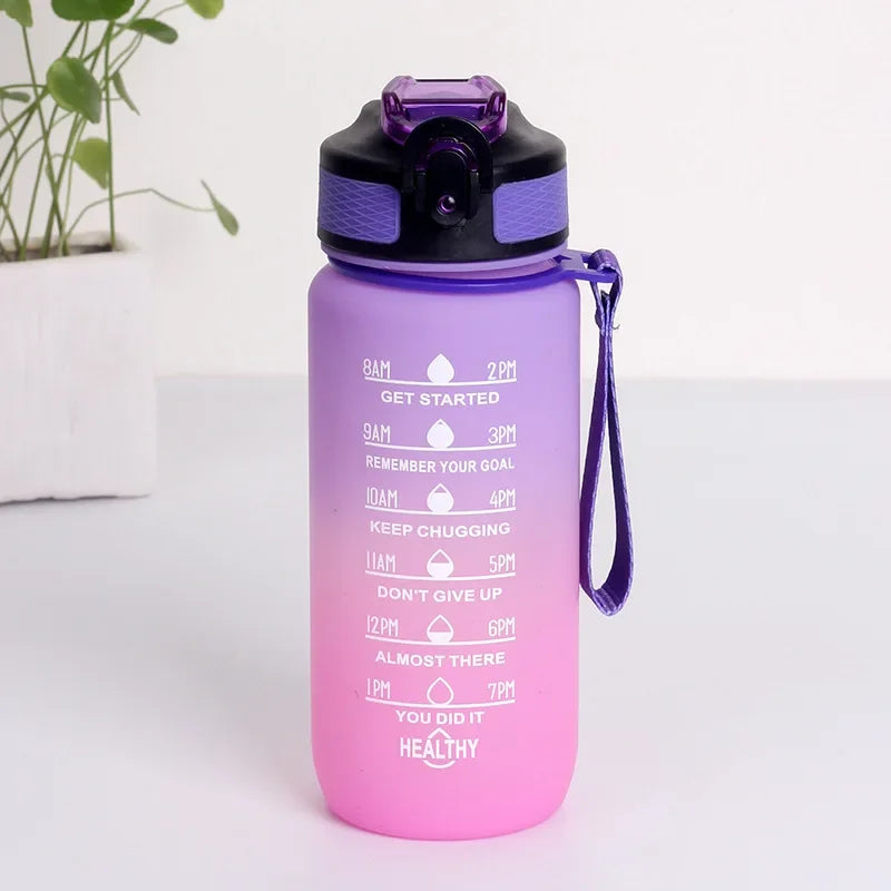 600 ml Sportwasserflasche mit Zeitmarkierung, auslaufsicherer Becher, motivierende tragbare Wasserflasche für Outdoor-Sport-Fitness