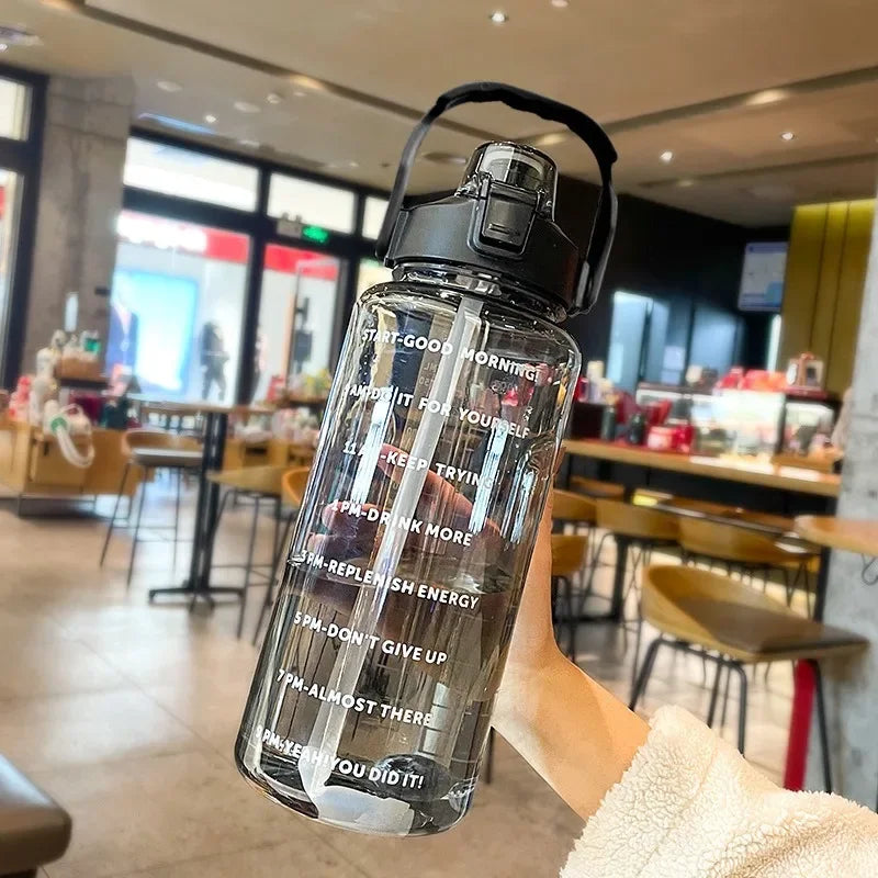 2L Large Water Bottle Portable Plastic Straw Travel Bottle Sports Fitness Cup High Value Big Cup Adult Universal Water Bottle