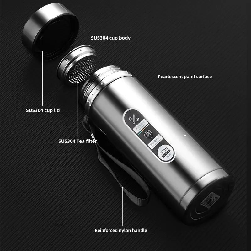 500ML-1Liter Stainless Steel Thermos Bottle with LED Temperature Display Sus304 Tea Water Bottle Vacuum Flask Portable Cups