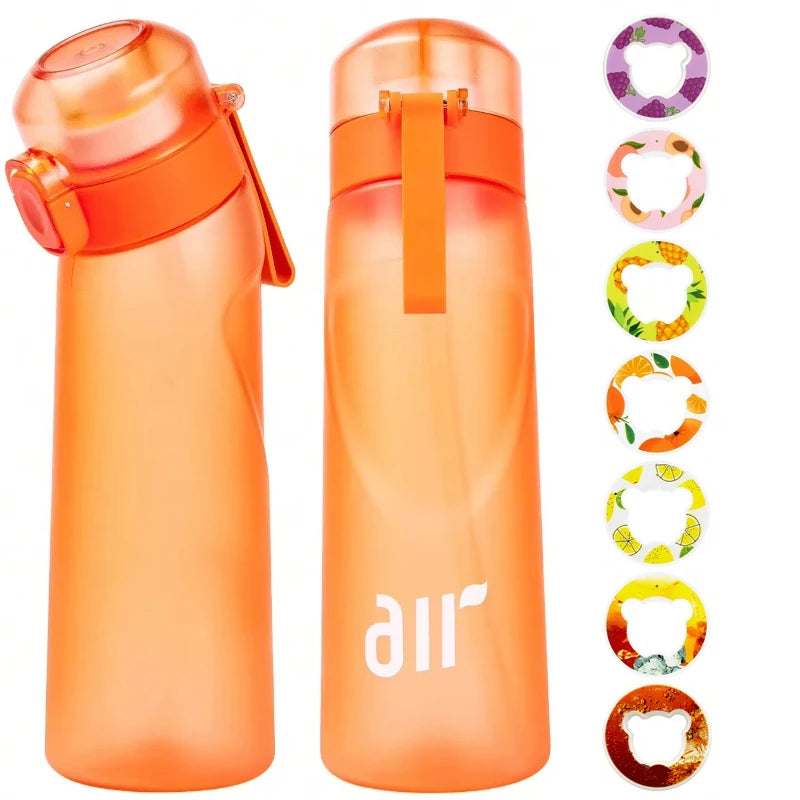 1pc Air Water Bottle With 1pc Random Flavor Pod Sports Fashion Straw Plastic Cup Leak Proof for Outdoor Sports Fitness