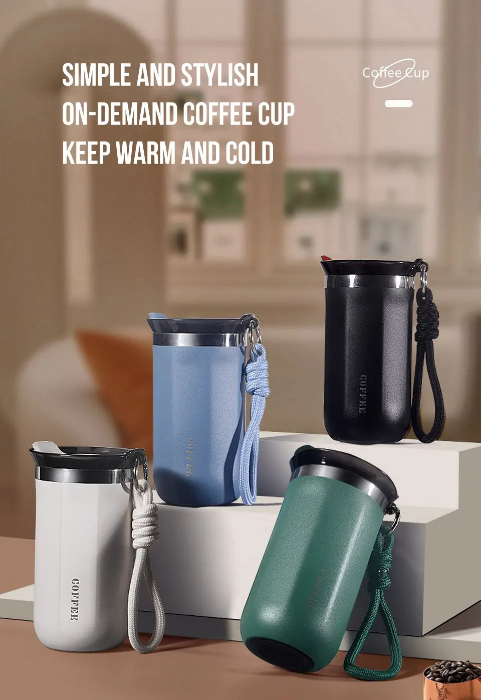 Thermos Water Bottle Insulated Vacuum Tumbler Stainles Steel Cup Thermal Coffee Mug With Lid Keep Cold Hot Drinks Double Walled