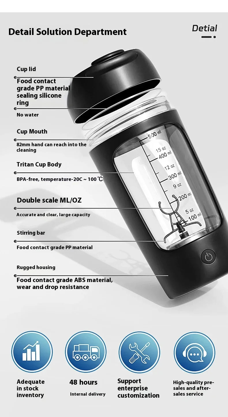 650ML Multifunctional Mixing Cup Automatic Mini Portable Rechargeable Shaker Cup Sports Fitness Protein Powder cartridge include