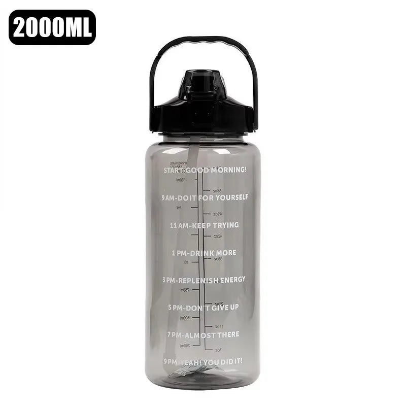 Water Bottle 2 Liter Stay Hydrated Motivated Leakproof Plastic Sport Bottle Reminder Times Sports Outdoor Fitness Office Indoor