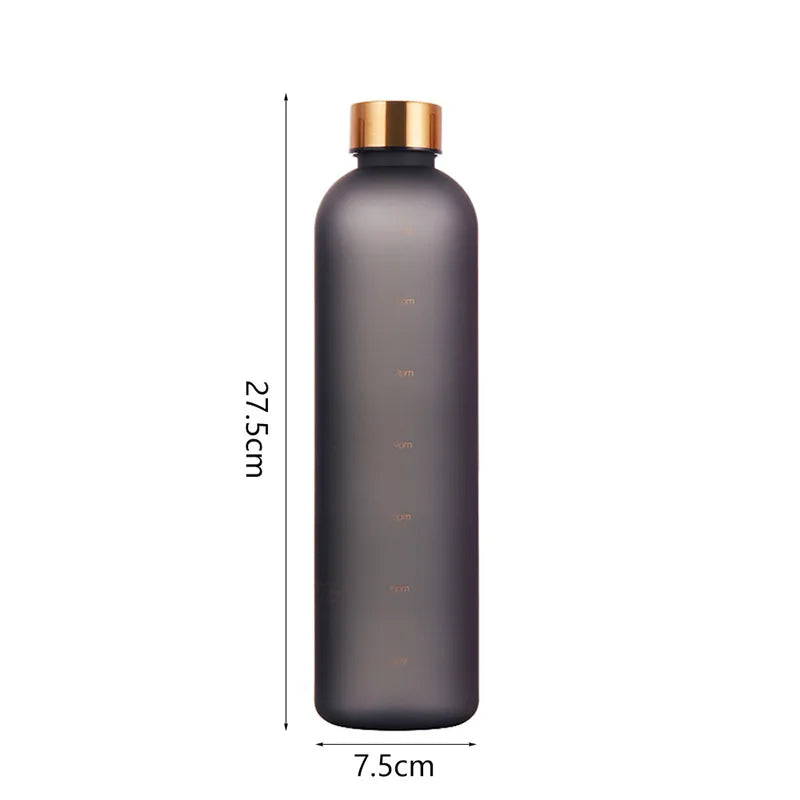 1-Liter-Flasche mit Zeitmarkierung, 32 oz, motivierend, wiederverwendbar, für Fitness, Sport im Freien, Reisen, auslaufsicher, BPA-frei, mattierter Kunststoff