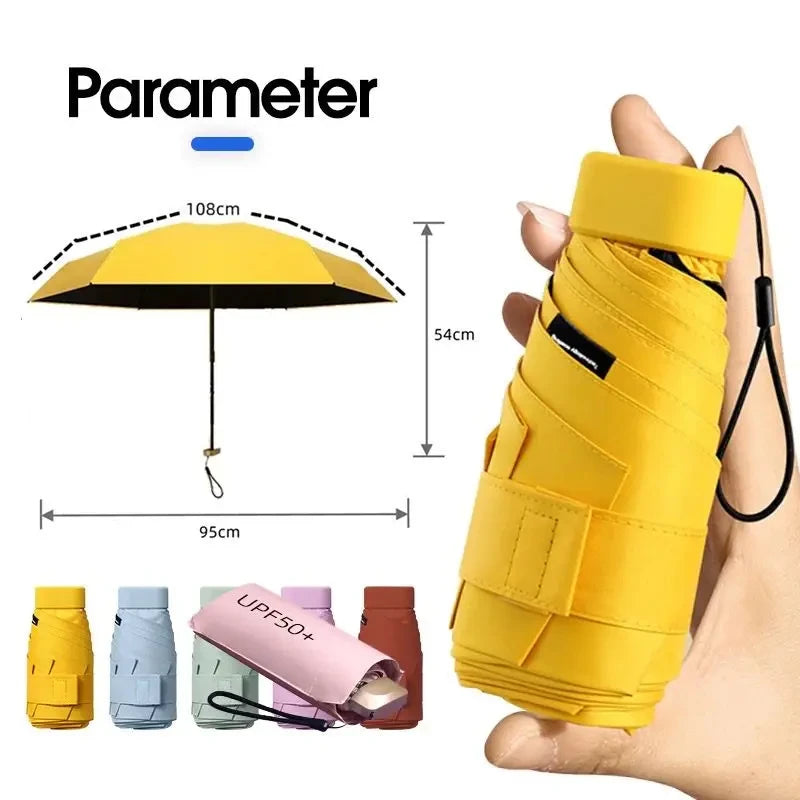 Mini Portable Umbrella Sun Umbrella With Case Set Parasol Rain and Shine Dual Use Unisex Travel Protable Folding Pocket Mini