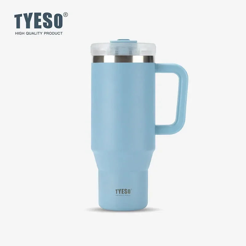 Tyeso 900/1200ML Tumbler Bottle Stainless Steel Car Mug With Handle Straw Thermal Iced Travel Vacuum Insulated Coffee Hot Cup - Gabriel