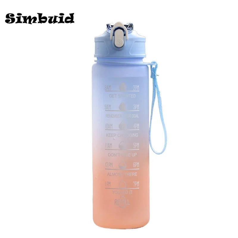 600 ml Sportwasserflasche mit Zeitmarkierung, auslaufsicherer Becher, motivierende tragbare Wasserflasche für Outdoor-Sport-Fitness