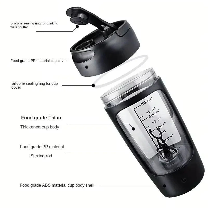 650 ml Multifunktions-Mixbecher, automatischer, tragbarer Mini-Shaker-Becher mit wiederaufladbarer Kartusche für Sport und Fitness, Proteinpulver inklusive