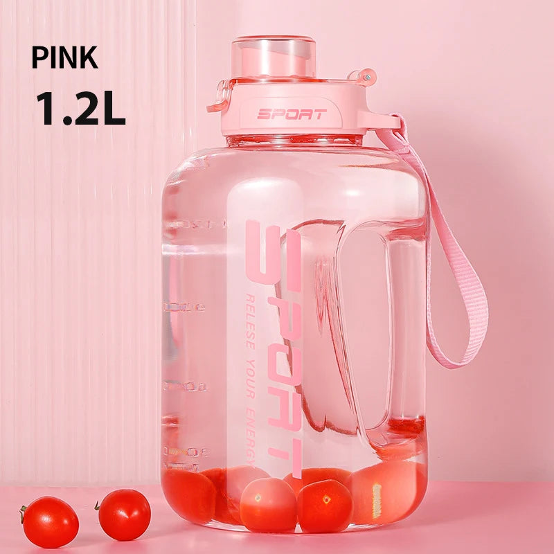 1.2L/1.7L/2.5L Large Capacity Water Bottle Big Belly Cup Sports Water Bottle Ton Ton Bucket Student Portable Plastic Space Cup