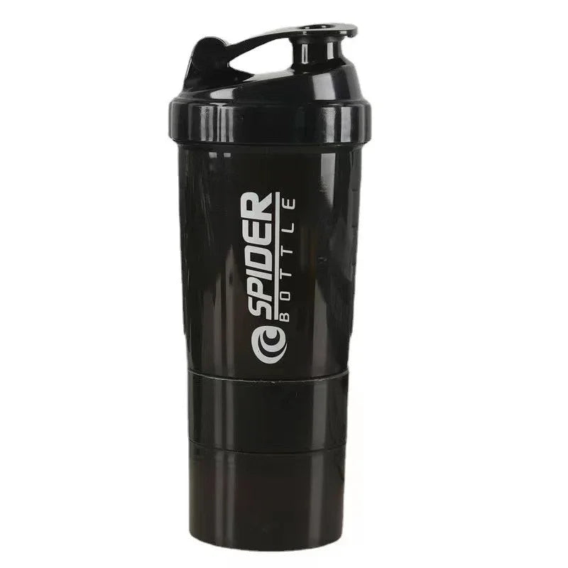 Tragbarer Protein-Shaker-Becher, 500 ml, mit Pulver-Aufbewahrungsbehälter, Mixerbecher, Fitnessstudio-Sport-Wasserflasche mit Schneebesen und Trinkgeschirr