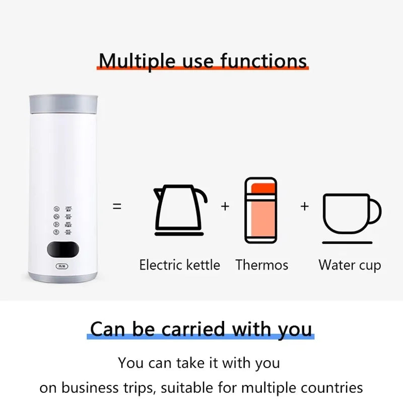 400ML Upgraded portable kettle dormitory household low-power student insulation automatic travel electric heating thermostat cup