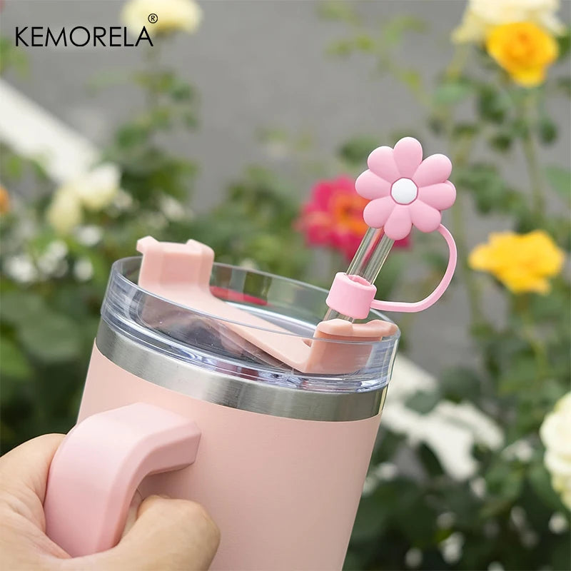 Hot Style 10mm Cute Silicone Straw Cap For Car Cup Letter Pendant Ice Master Water Cup Accessories Suitable for & 20 30 40 Oz