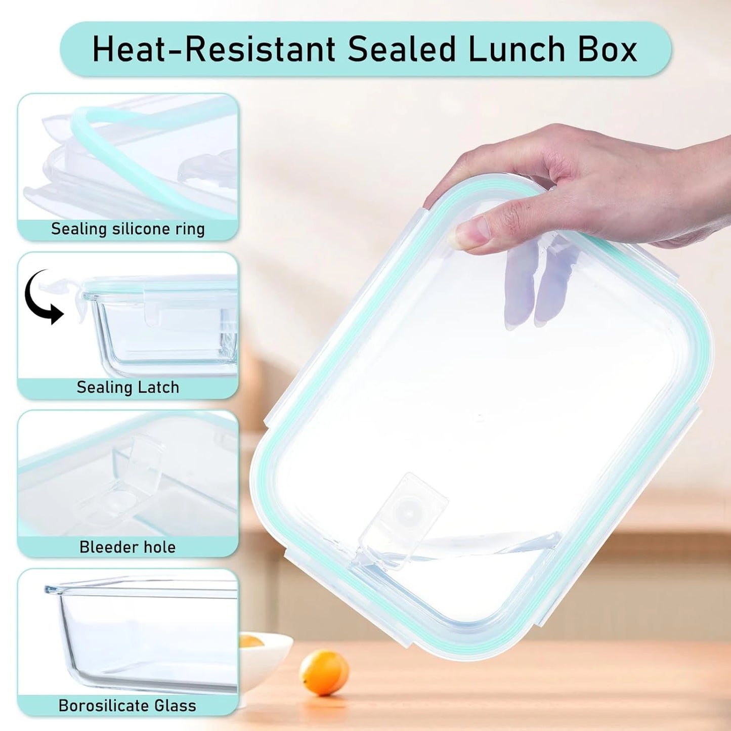 SIAZIH High Borosilicate Glass Food Storage Container With Lid Microwave Heating Sealed Lunch Box Refrigerated Fresh