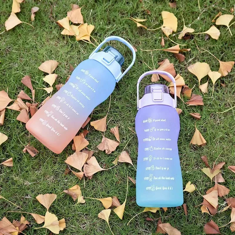 3PCS Sports Water Bottle Gradient Color Plastic Water Cup Large Capacity Portable Gym Fitness Jugs Outdoor Drinking Kettle