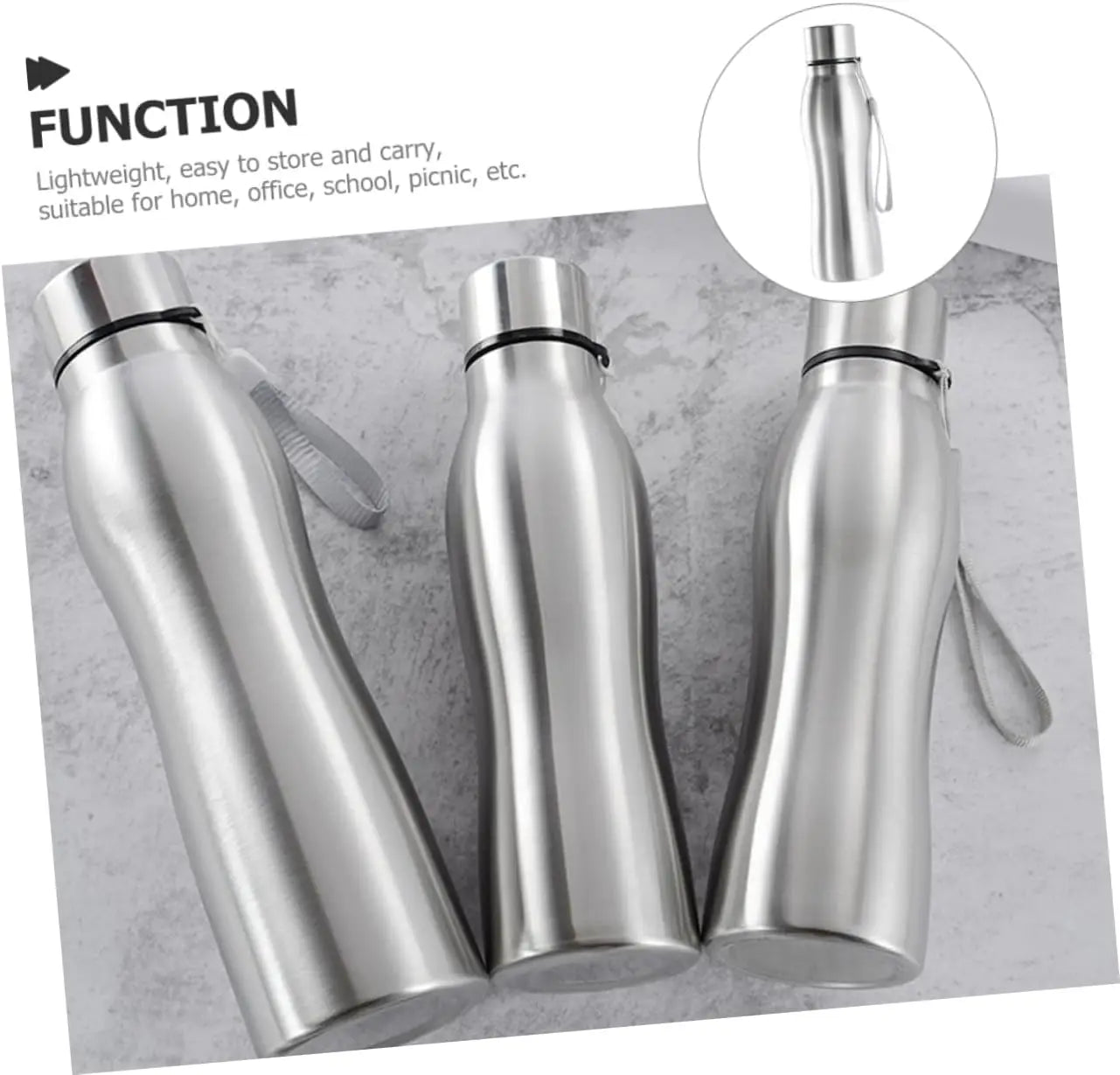 1000ml Stainless Steel Water Bottle Wide-Mouthed Metal Flask for Hiking, Camping and Sports Portable Water Bottle - Gabriel